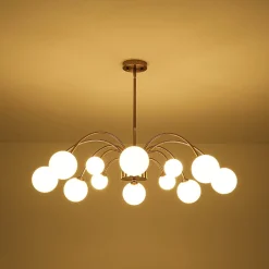 Bloom Frosted Glass Bubble Arched Arm Sputnik Chandelier