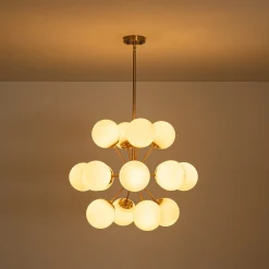 Bloom Frosted Glass Bubble Sphere Sputnik Chandelier