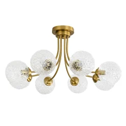 Bloom 8-Light Rippled Glass Globe Bubble Round Semi Flush
