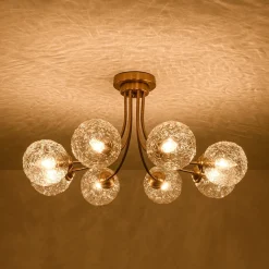 Bloom 8-Light Rippled Glass Globe Bubble Round Semi Flush