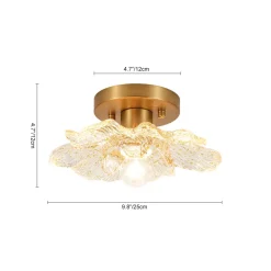 Bloom 1-Light Snow Lotus Clear Glass Flower Semi Flush Mount