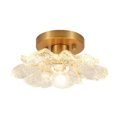 Bloom 1-Light Snow Lotus Clear Glass Flower Semi Flush Mount