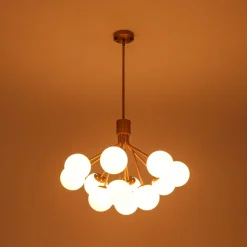 Bloom Opal Glass Bubble Tiered Sputnik Semi Flush Chandelier