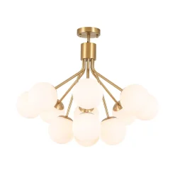 Bloom Opal Glass Bubble Tiered Sputnik Semi Flush Chandelier