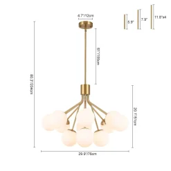 Bloom Opal Glass Bubble Tiered Sputnik Semi Flush Chandelier
