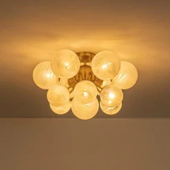 Bloom Tiered Opal Swirl Glass Bubble Semi Flush Chandelier