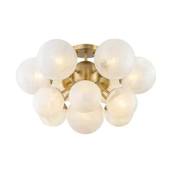 Bloom Tiered Opal Swirl Glass Bubble Semi Flush Chandelier