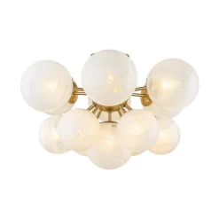 Bloom Tiered Opal Swirl Glass Bubble Semi Flush Chandelier