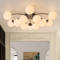 Blossom 12-Light Opal Glass Bubble Semi Flush Chandelier