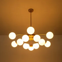 Blossom 12-Light Opal Glass Bubble Semi Flush Chandelier