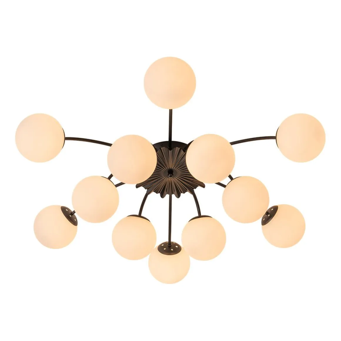 Blossom 12-Light Opal Glass Bubble Semi Flush Chandelier