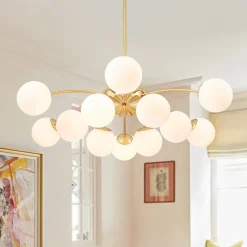 Blossom 12-Light Opal Glass Bubble Semi Flush Chandelier