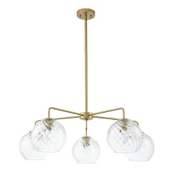 Blue Ribbed Glass Globe 5-light Round Sputnik Chandelier