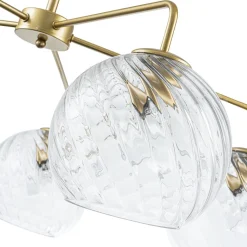 Blue Ribbed Glass Globe 5-light Round Sputnik Chandelier