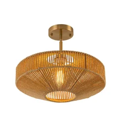 Bohemian Brown Woven Hemp Rope Cage Ceiling Light