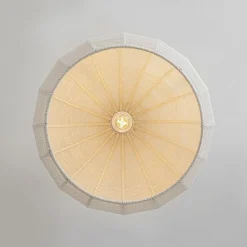 Boho Ivory Woven Thread Dome Cage Semi Flush Mount
