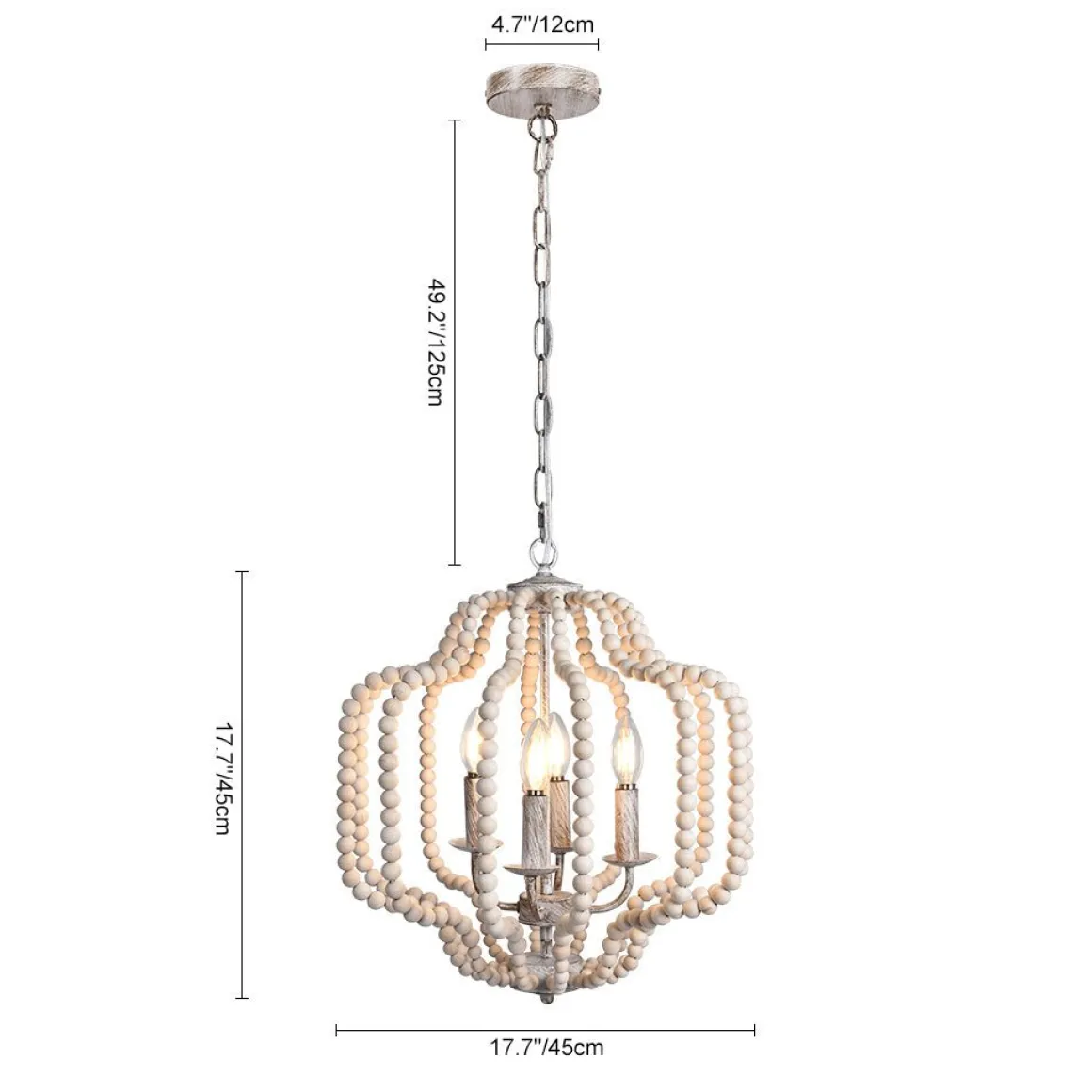 Boho 4-Light Wood Beaded Lantern Pendant
