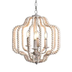 Boho 4-Light Wood Beaded Lantern Pendant
