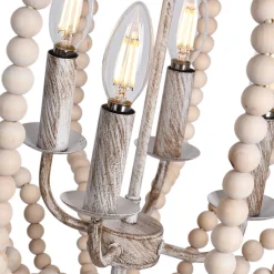 Boho 4-Light Wood Beaded Lantern Pendant