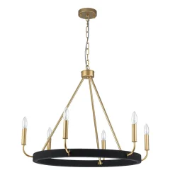 Boho 6-Light Woven String Candle Wagon Wheel Chandelier