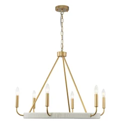 Boho 6-Light Woven String Candle Wagon Wheel Chandelier