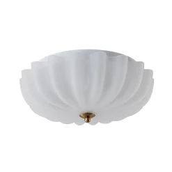 Boho Pleated Flower White Crackled Glass Semi Flush