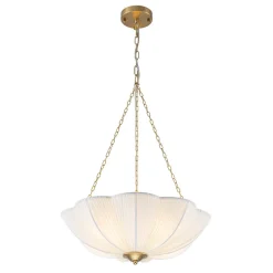 Boho Pleated Flower White Fabric Cage Pendant Light