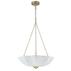 Boho Pleated Flower White Fabric Cage Pendant Light