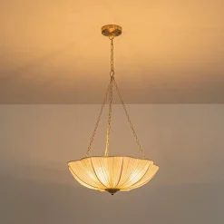 Boho Pleated Flower White Fabric Cage Pendant Light