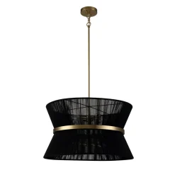 Boho 2-Tier Woven Thread Tapered Drum Pendant Light