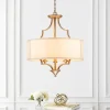 Brass Candle Style Drum Fabric Chandelier