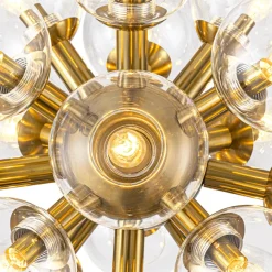 Brass Cluster Glass Globe Bubble Sphere Sputnik Chandelier