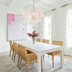 Brass Cluster Ribbed Glass Globe Bubble Chandelier