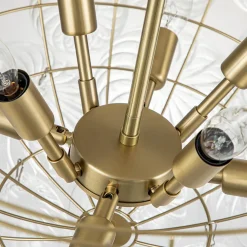Brass Cluster Ribbed Glass Globe Bubble Chandelier