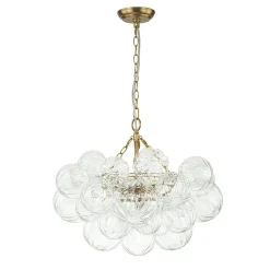 Brass Cluster Sculpture Texture Glass Globe Bubble Chandelier