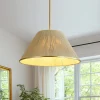 Brass Conical Woven Thread Cage Pendant Light