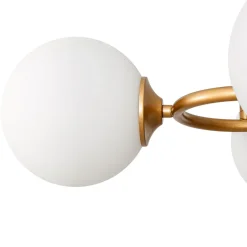 Brass Frosted White Glass Bubble Oval Ring Island Chandelier