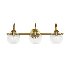 Brass Goose Arm Glass Globe 3-Light Vanity Wall Sconce