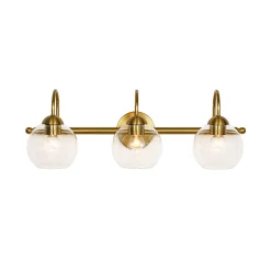 Brass Goose Arm Glass Globe 3-Light Vanity Wall Sconce