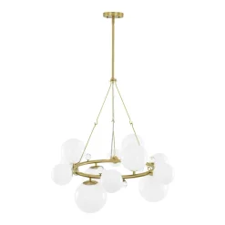 Brass Halo Shine Opal Glass Bubble Ring Chandelier