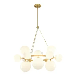 Brass Halo Shine Opal Glass Bubble Ring Chandelier