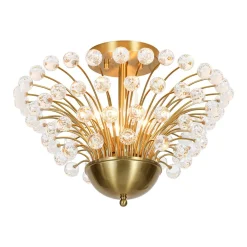 Brass 4-Light Bloom Bouquet Crystal Starburst Semi Flush Mount