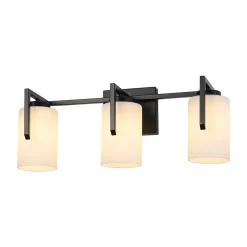 Brass 3-Light Frosted Glass Cylindrical Shade Vanity Wall Sconce