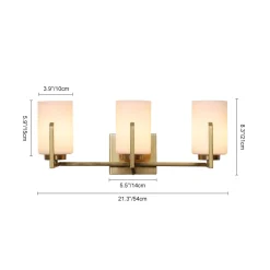 Brass 3-Light Frosted Glass Cylindrical Shade Vanity Wall Sconce