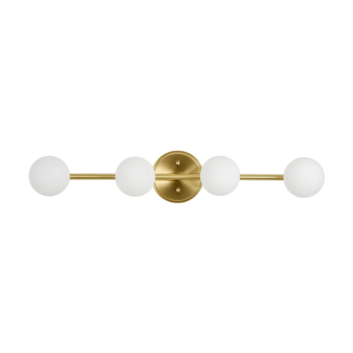 Brass Linear Opal Glass Globe Semi Flush Mount Vanity Light