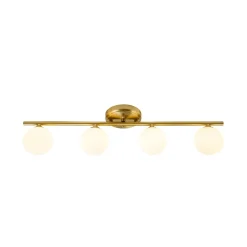 Brass Linear Opal Glass Globe Semi Flush Mount Vanity Light