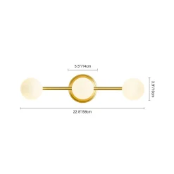 Brass Linear Opal Glass Globe Semi Flush Mount Vanity Light