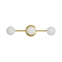 Brass Linear Opal Glass Globe Semi Flush Mount Vanity Light