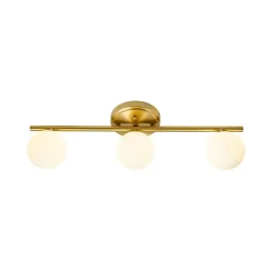Brass Linear Opal Glass Globe Semi Flush Mount Vanity Light