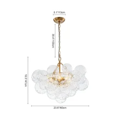 Brass Luxe Cluster Hammered Glass Globe Bubble Chandelier